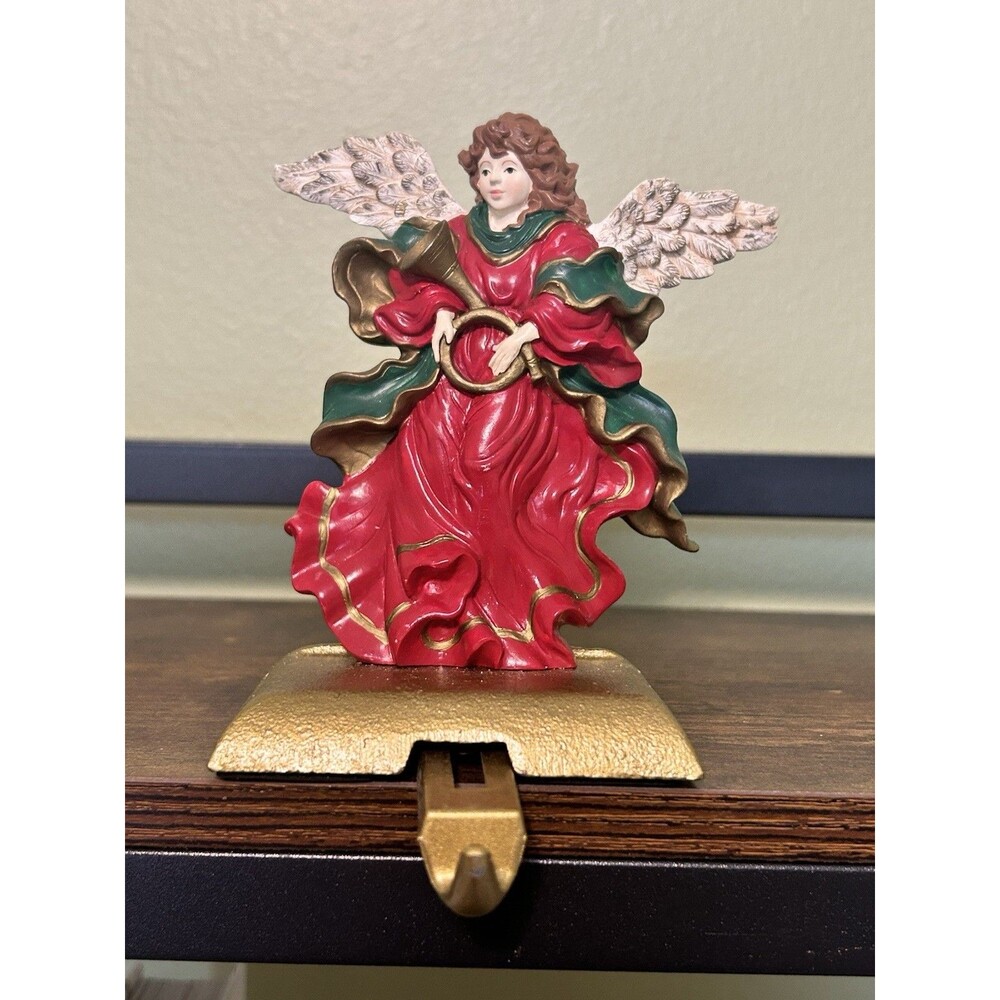 Handpainted Angel Stocking Hanger Adjustable Mantle Decor Potpourri Vintage 1995